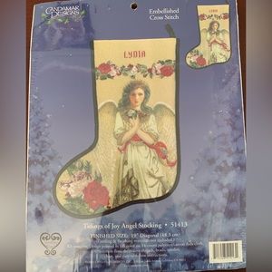 Candamar Tidings of Joy Angel Stocking Embellished Cross Stitch Kit 51413